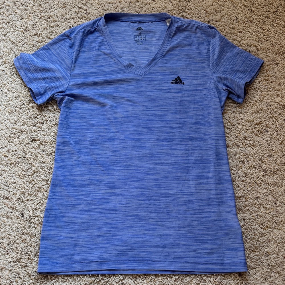 Adidas Climalite Heathered Blue V-Neck Tee. Women’s Small